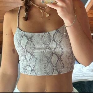 Forever 21 snakeskin Print Crop Cami Tank Top Medium Tan‎ Swifty Reputation Era